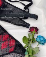 ست مشکی گلدوزی قرمز
